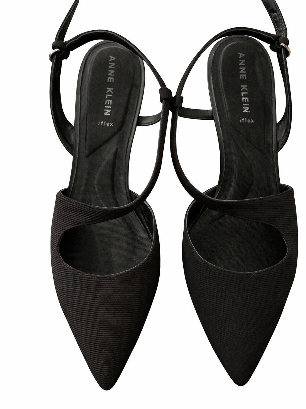Anne Klein Izzi Black Fabric Slingback Kitten Heels 9.5